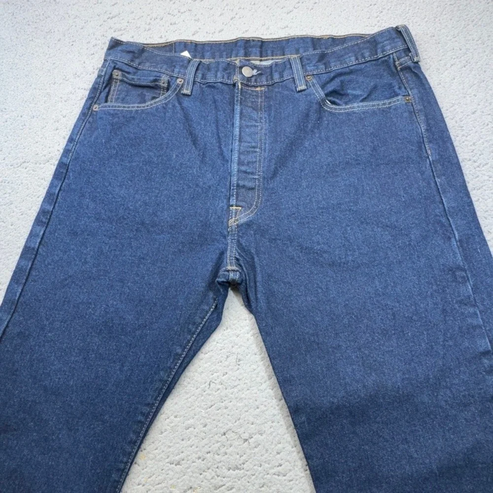 Levis 501 Original Mens‎ 36x30 Blue Dark Wash Stretch Button Fly Jeans 5 Pocket